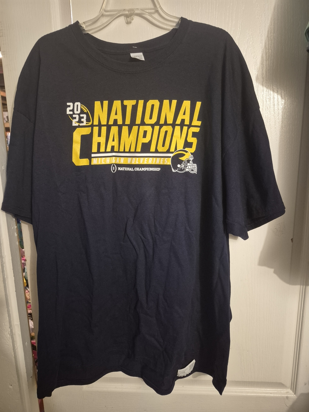 Hanes Navy Tee with Bold Yellow Print